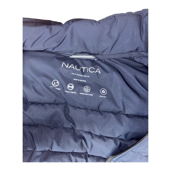 WOMENS NAUTICA XL PUFFER JACKET WITH REMOVABLE HOOD NAVY BLUE FITTED PACKABLE - Picture 9 of 13